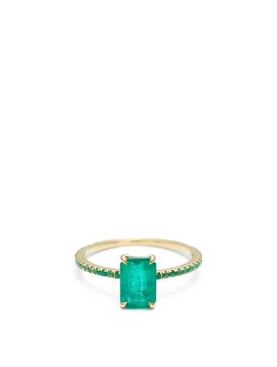 18K Gold Emerald Spring Ring