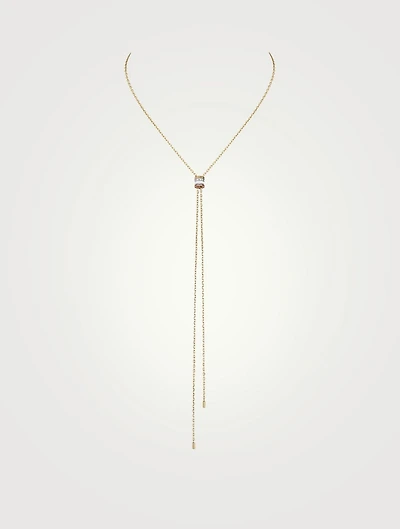 Small Quatre White Edition Tie Necklace With Ceramic And Diamonds