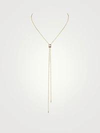 Small Quatre White Edition Tie Necklace With Ceramic And Diamonds
