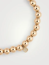 14K Gold Beaded Bracelet With Diamond And Sapphire Bee Charm