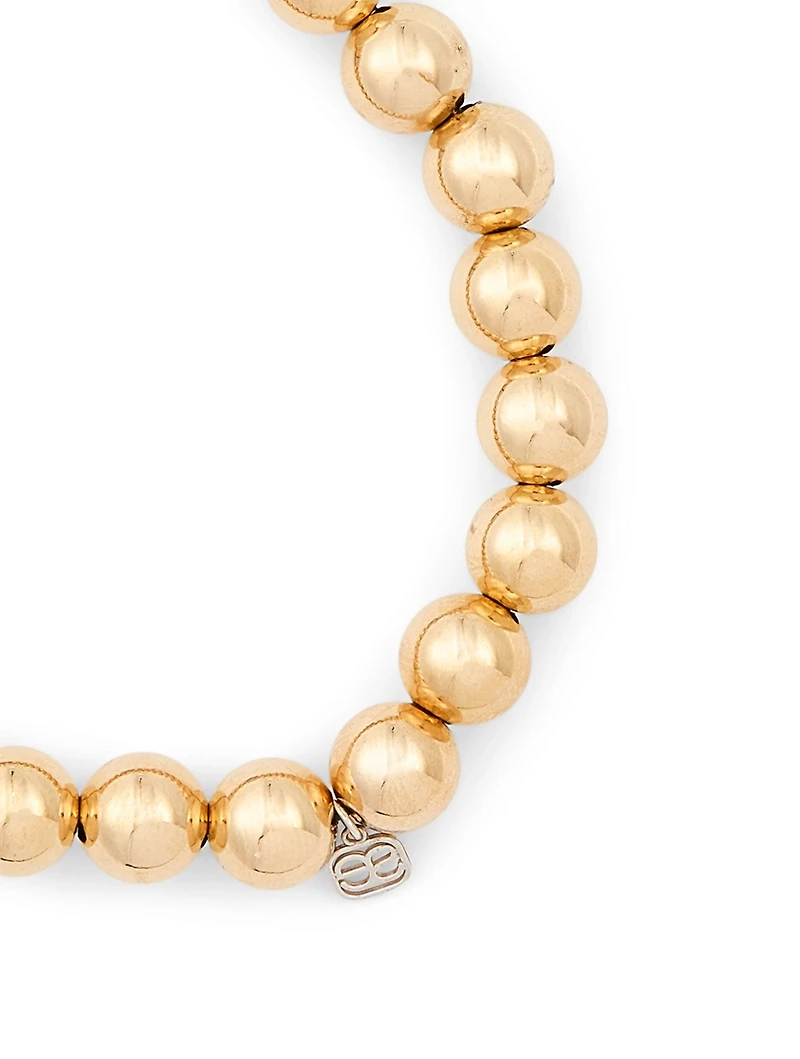 14K Gold Beaded Bracelet With 14K White Gold Diamond Rondelle