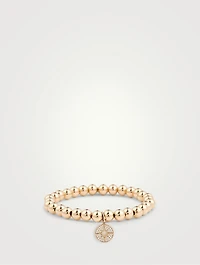 14K Gold Beaded Bracelet With Diamond Starburst Charm