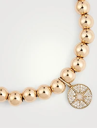 14K Gold Beaded Bracelet With Diamond Starburst Charm