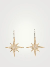 14K Gold Starburst Earrings With Diamonds