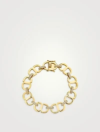 Large Link 14K Gold Bracelet With Diamonds
