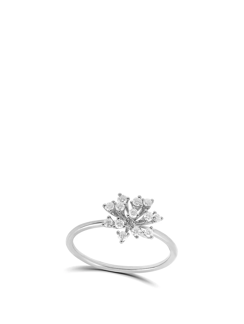 Luminus 18K White Gold Snowflake Ring With Diamonds