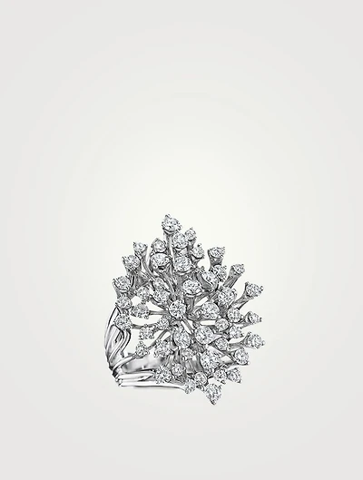 Luminus 18K White Gold Flower Ring With Diamonds