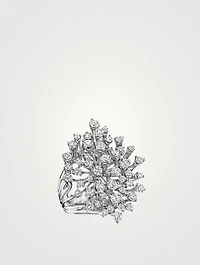 Luminus 18K White Gold Flower Ring With Diamonds