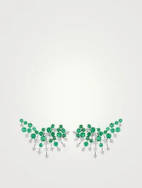 Luminus 18K White Gold Earrings With Diamonds And Emerald