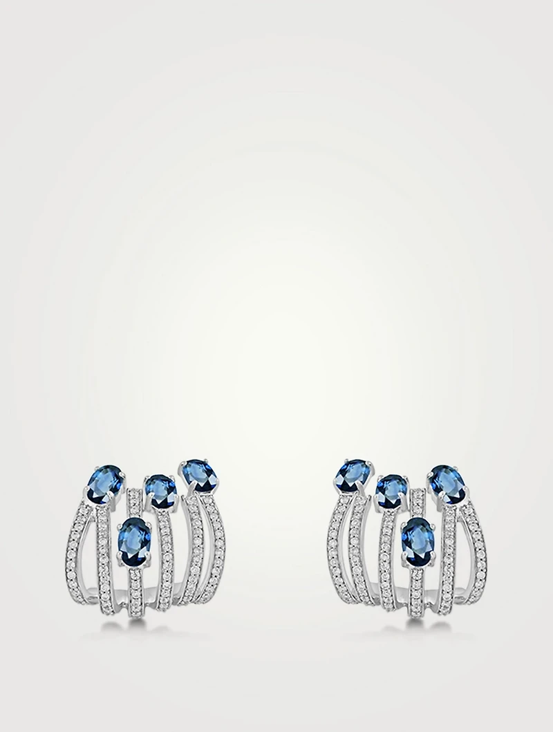 Spectrum 18K White Gold Earrings With Diamonds And Blue Topaz