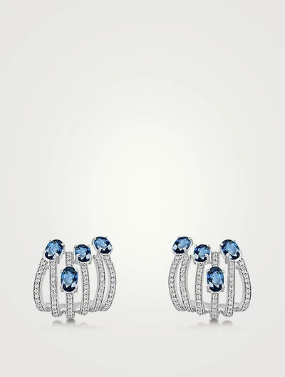 Spectrum 18K White Gold Earrings With Diamonds And Blue Topaz