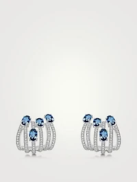 Spectrum 18K White Gold Earrings With Diamonds And Blue Topaz
