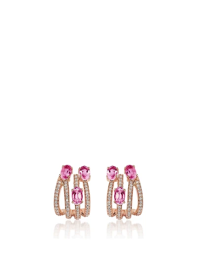 Spectrum 18K Rose Gold Earrings With Diamonds And Pink Sapphire