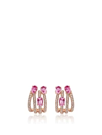 Spectrum 18K Rose Gold Earrings With Diamonds And Pink Sapphire
