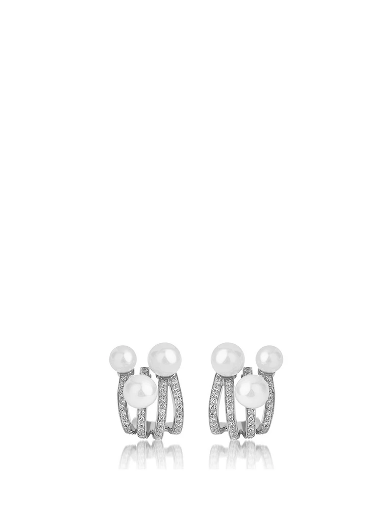 Spectrum 18K White Gold Earrings With Diamonds And Pearl