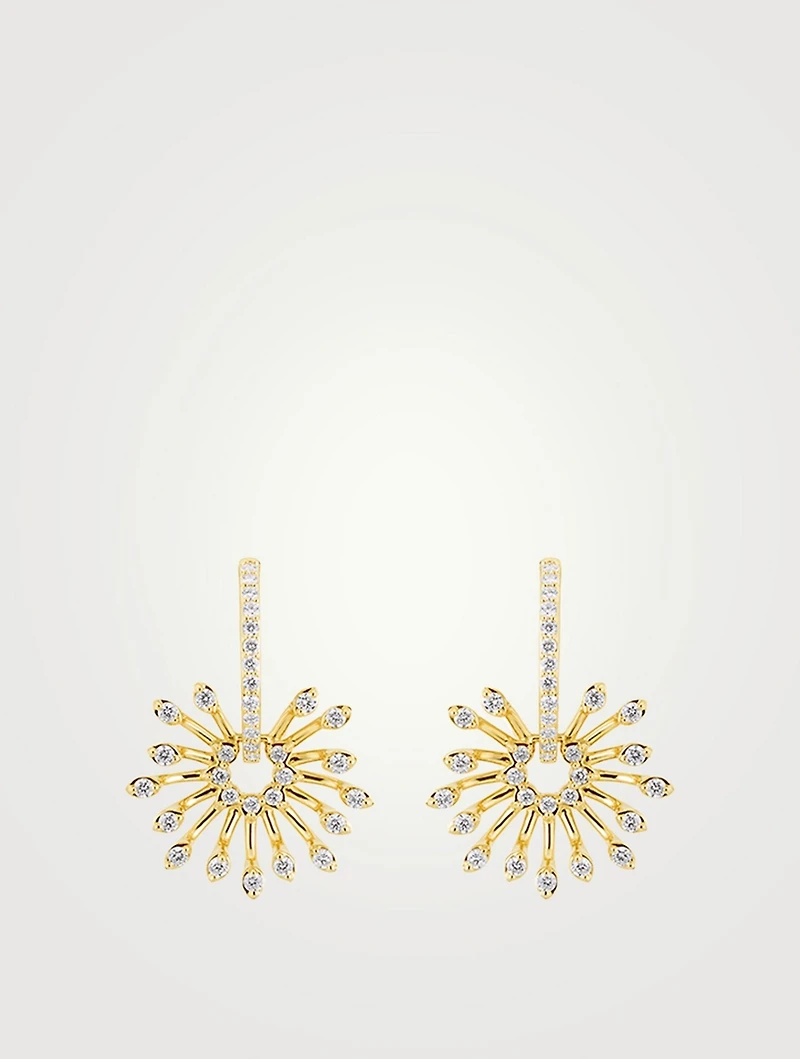 Luminus 18K Gold Flower Earrings With Diamonds
