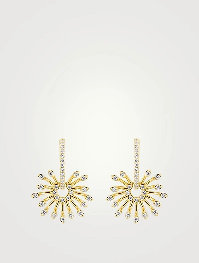 Luminus 18K Gold Flower Earrings With Diamonds