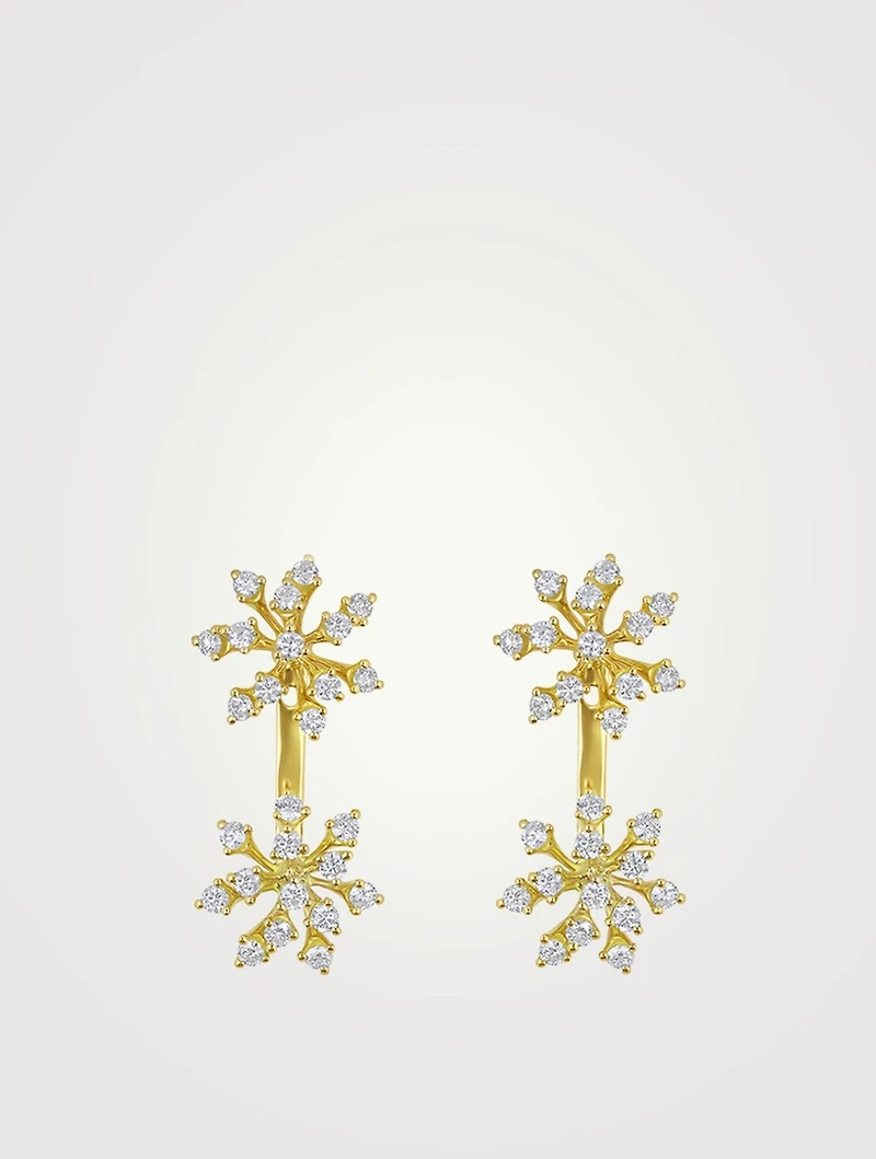 Luminus 18K Gold Double Snowflake Earrings With Diamonds