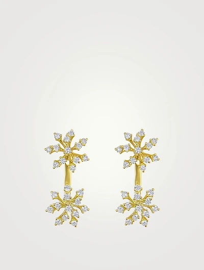 Luminus 18K Gold Double Snowflake Earrings With Diamonds