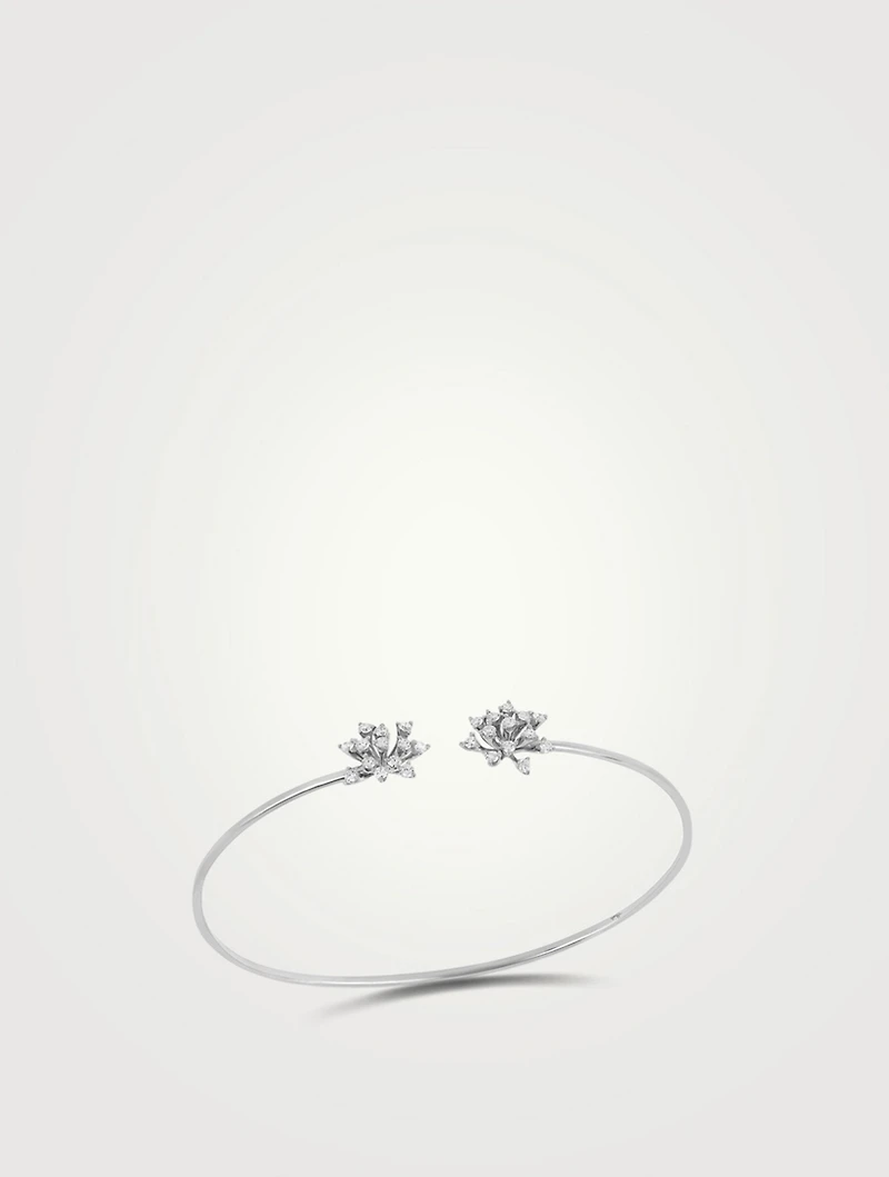 Luminus 18K White Gold Snowflake Bangle Bracelet With Diamonds