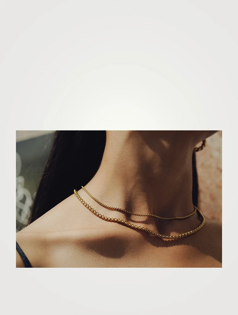 Inch 14K Gold Plated Box Chain Necklace