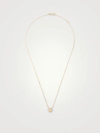Micro Aztec 14K Gold Starburst Necklace With Clear Topaz