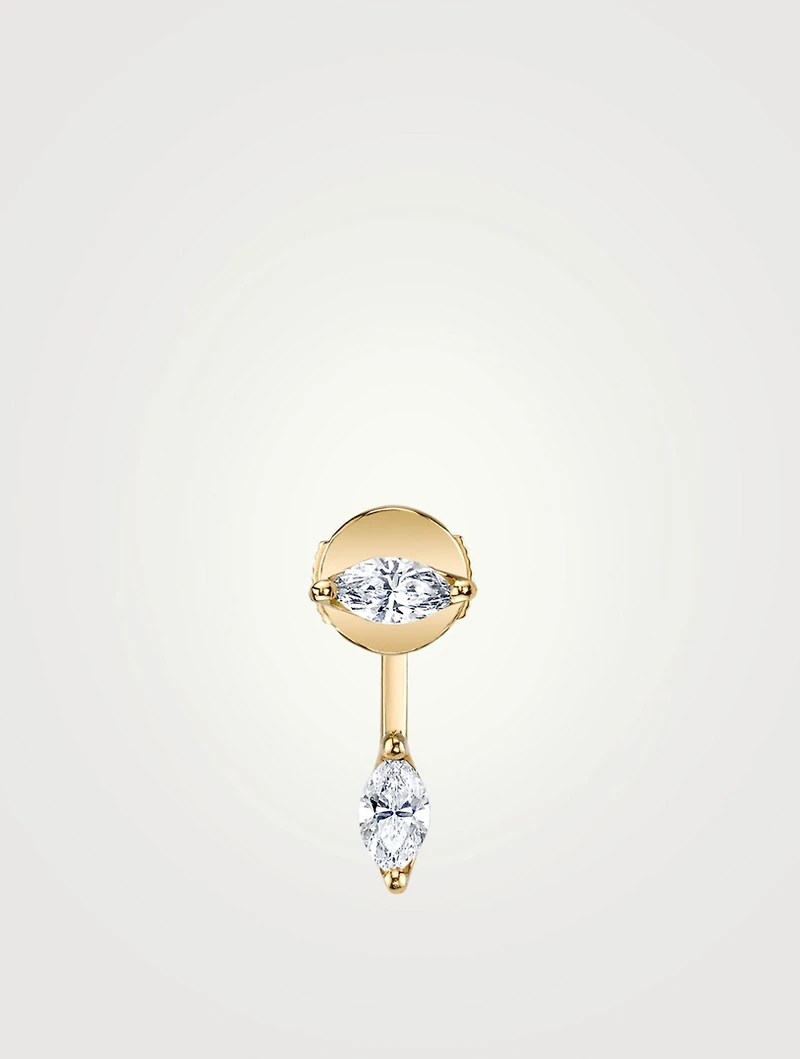 18K Gold Marquis Diamond Orbit Earring