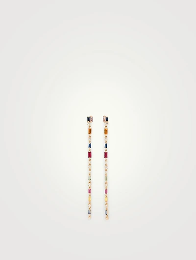 Rainbow Fireworks Drop Earrings Diamonds And Sapphires