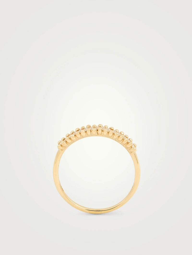 Fireworks 18K Gold Half Band Ring With Diamonds