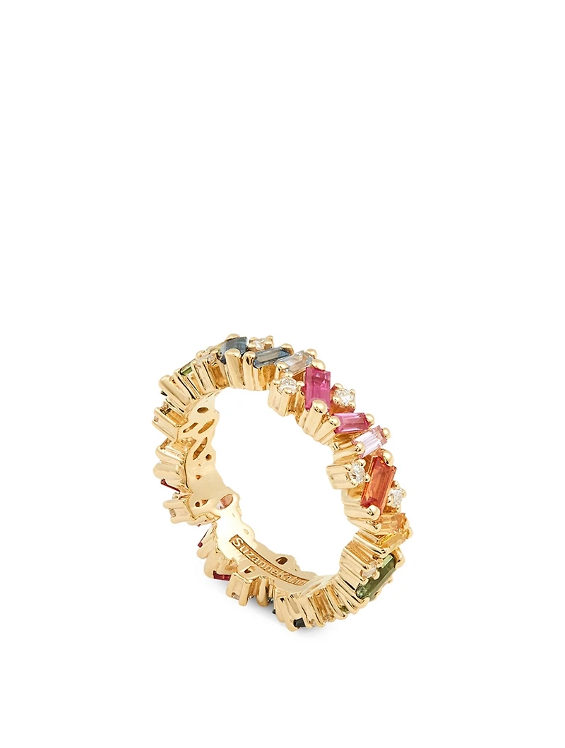 Rainbow Fireworks 18K Gold Frenzy Eternity Band With Sapphires And Diamonds