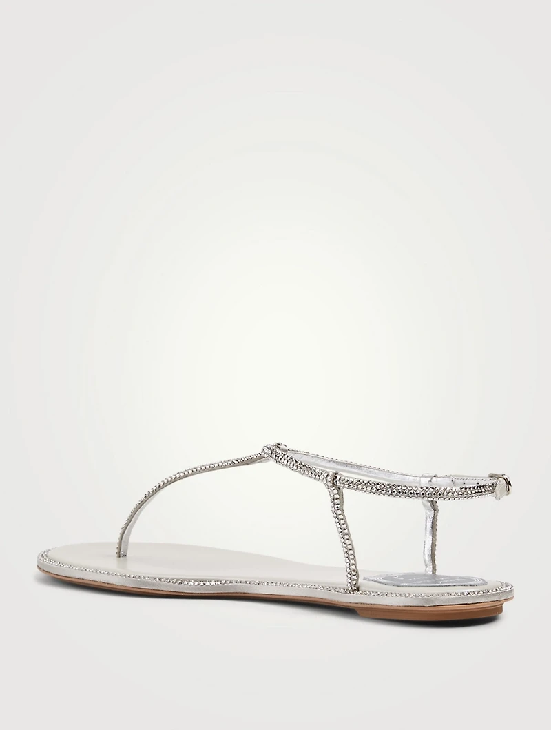 Diana Flip Crystal Satin And Metallic Leather Thong Sandals