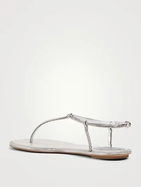 Diana Flip Crystal Satin And Metallic Leather Thong Sandals