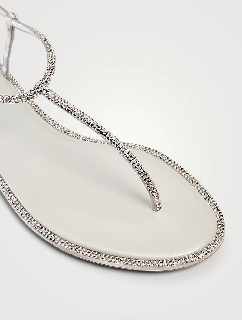 Diana Flip Crystal Satin And Metallic Leather Thong Sandals
