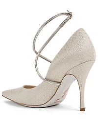 X Strass Metallic Satin Pumps