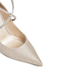 X Strass Metallic Satin Pumps