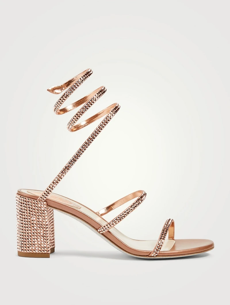 Cleo 65 Crystal Satin Coil Heeled Sandals