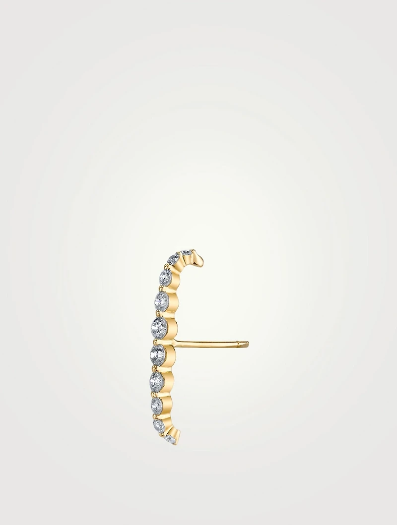 18K Gold Floating Diamond Ear Lobe Cuff