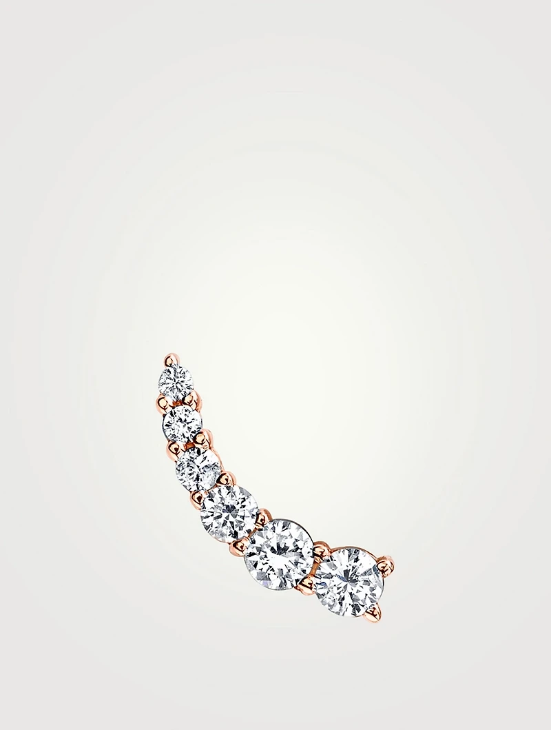 Small 18K Rose Gold Floating Diamond Earring