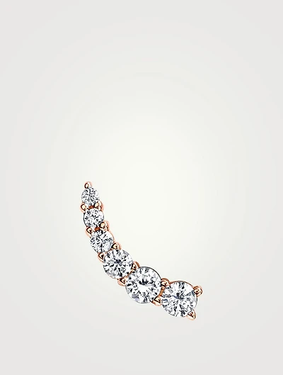Small 18K Rose Gold Floating Diamond Earring