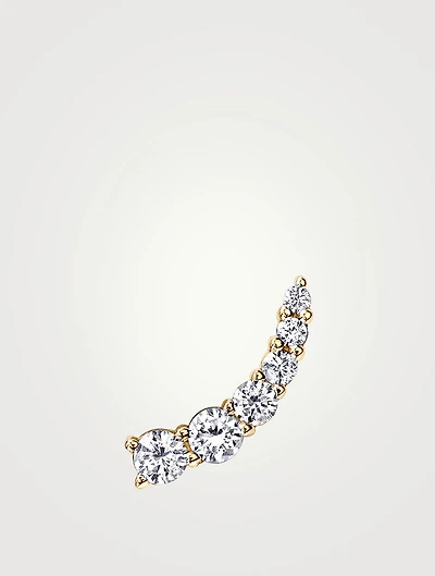 Small 18K Gold Floating Diamond Earring