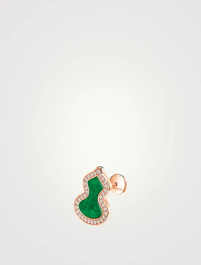 Small Wulu 18K Rose Gold Earring With Jade And Diamonds
