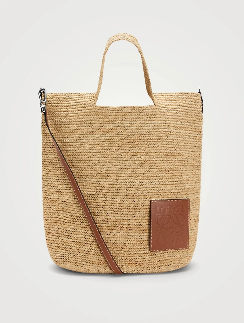 Paula's Ibiza Slit Raffia And Leather Bag