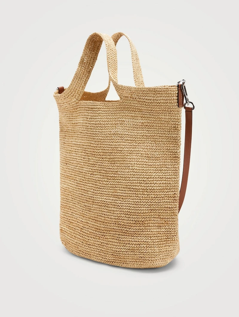 Paula's Ibiza Slit Raffia And Leather Bag