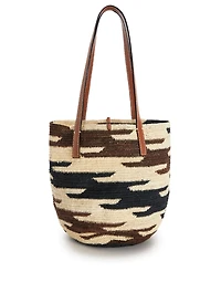 Paula's Ibiza Agave And Leather Shigra Basket Bag