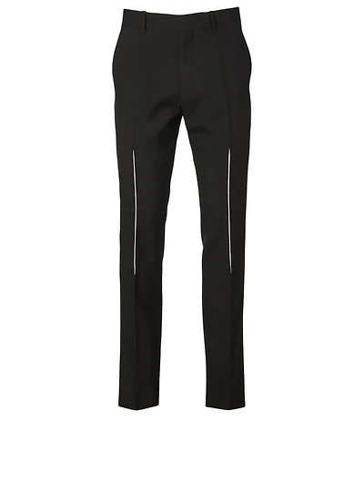 Wool Gabardine Pants With Slashed Detail