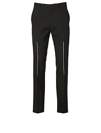Wool Gabardine Pants With Slashed Detail
