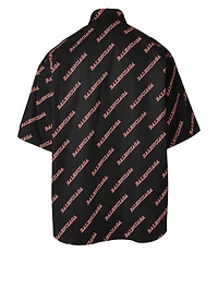 Short-Sleeve Zip Shirt Sporty Logo Print