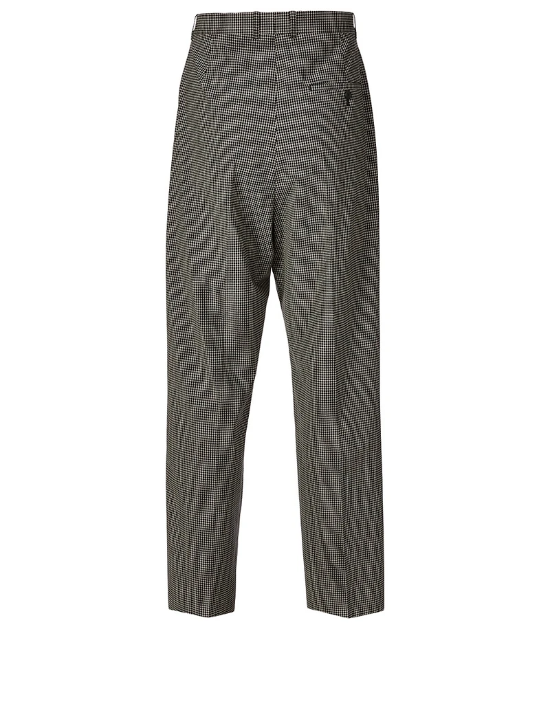 Baggy Wool-Blend Pants Check Print