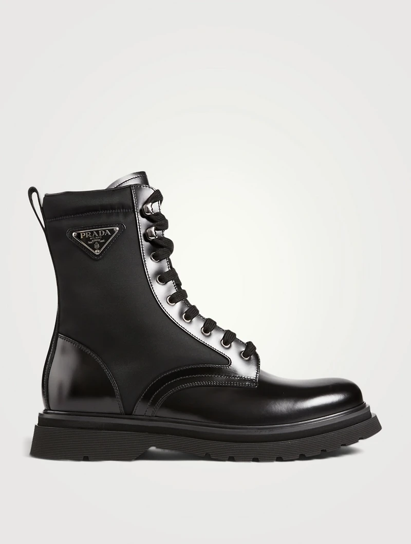 Leather And Nylon Combat Boots
