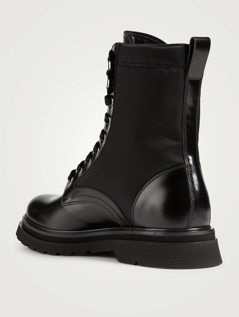 Leather And Nylon Combat Boots